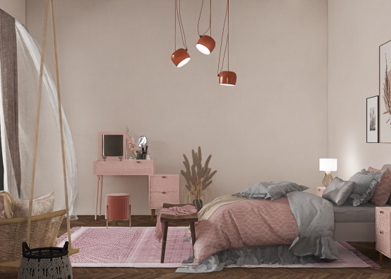 Flamingo Pink Bedroom  Design Rendering