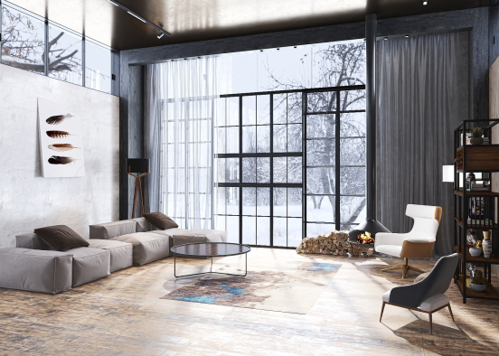 Loft living room Design Rendering