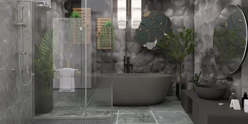Grey and Green Bathroom