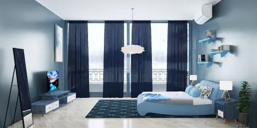 Dark blue bedroom 