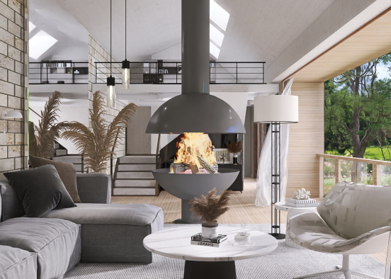 Fireplace in the picture Design Rendering