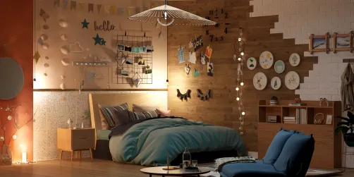 aesthetic bedroom 🛏️🤍💙