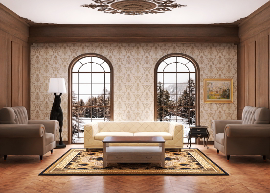 Victorian Living Room Design Rendering