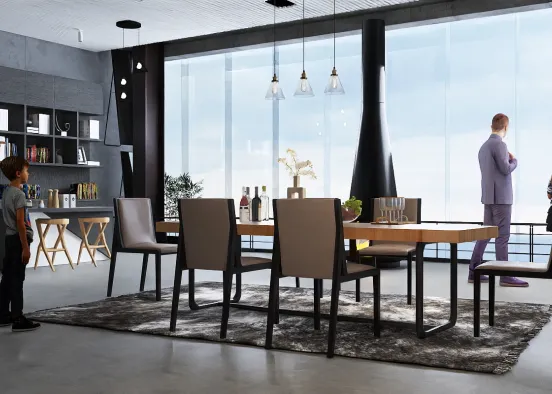 industrial dining room  Design Rendering