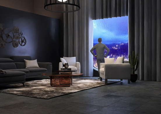 Gloomy Living Room  Design Rendering