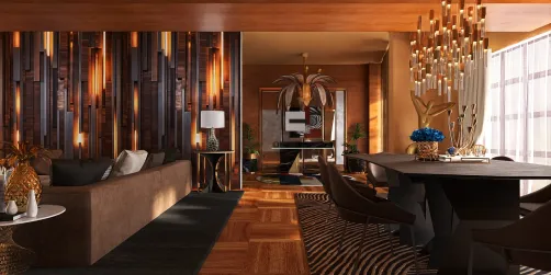 Relieve en madera con luces integradas.