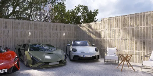 Terrasse avec voitures 