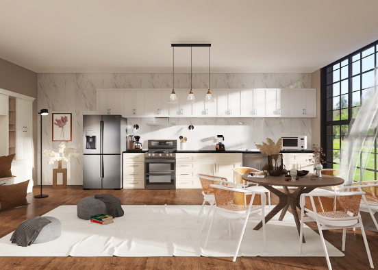 Kitchen and living  Design Rendering
