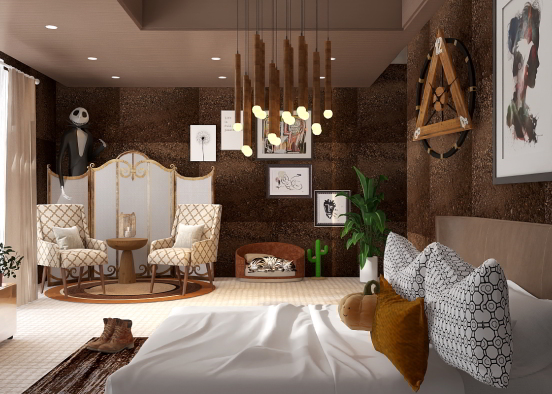 Simple Halloween pop out hotel room stay  Design Rendering