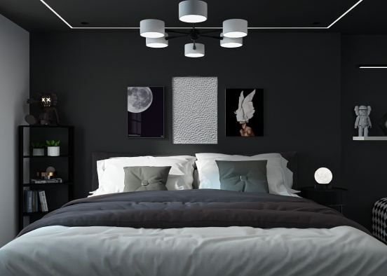 black modern bedroom Design Rendering