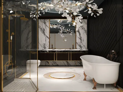 Black, White and Gold Bathroom