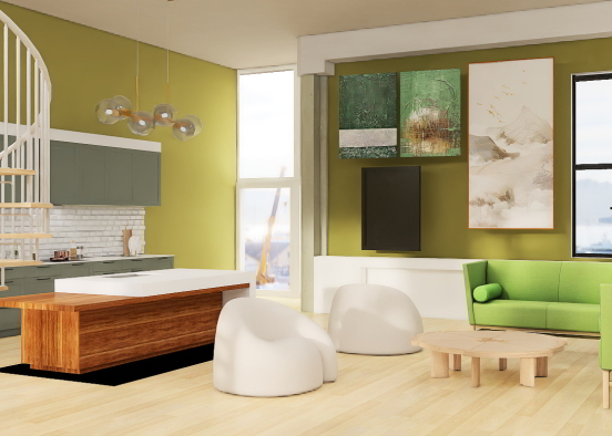 Cute green room Design Rendering