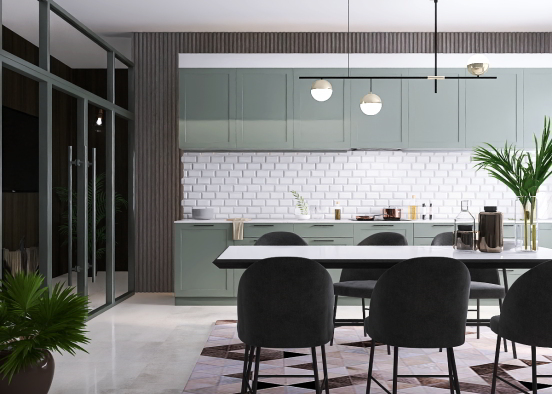 Modern Kitchen Dining Room Design Rendering