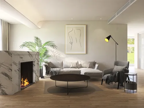 Minimalistic Black and White Living Room