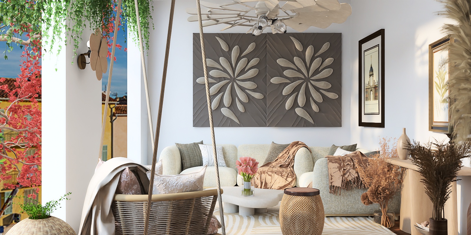 A little patio overlooking the city. 