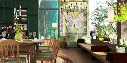Earth tone dinning area