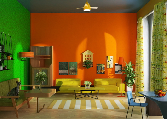 Гостиная в ярких цветах Design Rendering