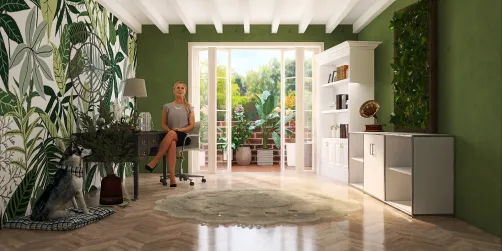 plant themed minimalist office 