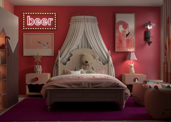 pink decoration at kids room☺️☺️ Design Rendering