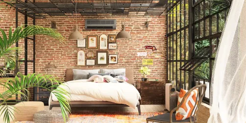 Industrial style guest retreat bedroom