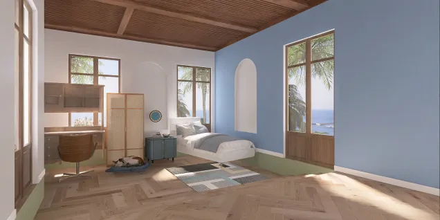 Cozy Caribbean clifftop bedroom with study! 