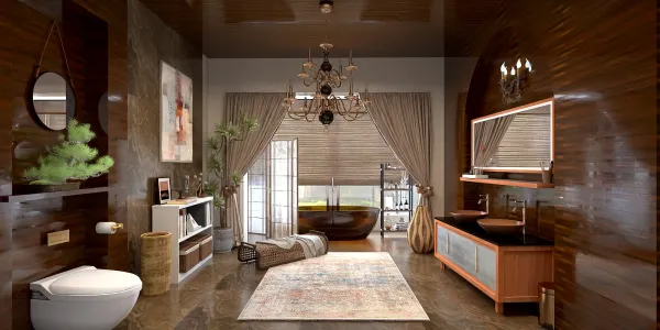 modern bathroom design using Homestyler, featuring a sleek bathtub and elegant decor, creating a luxurious and inviting space.