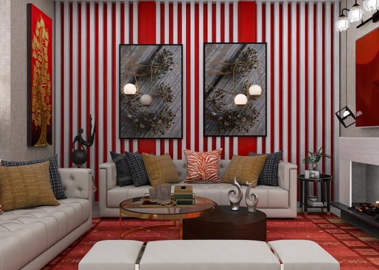 The red livingroom  Design Rendering