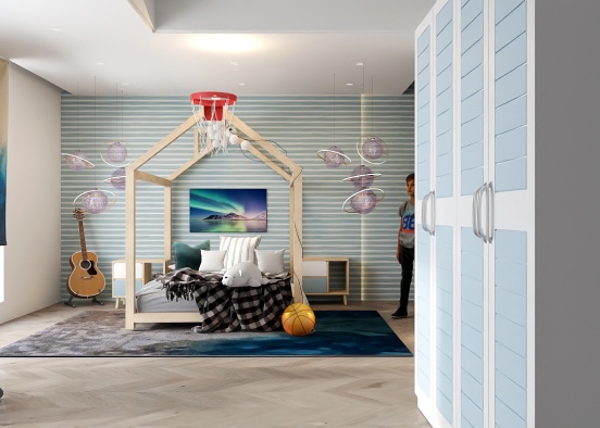 Pre-Teen boy's bedroom Design Rendering