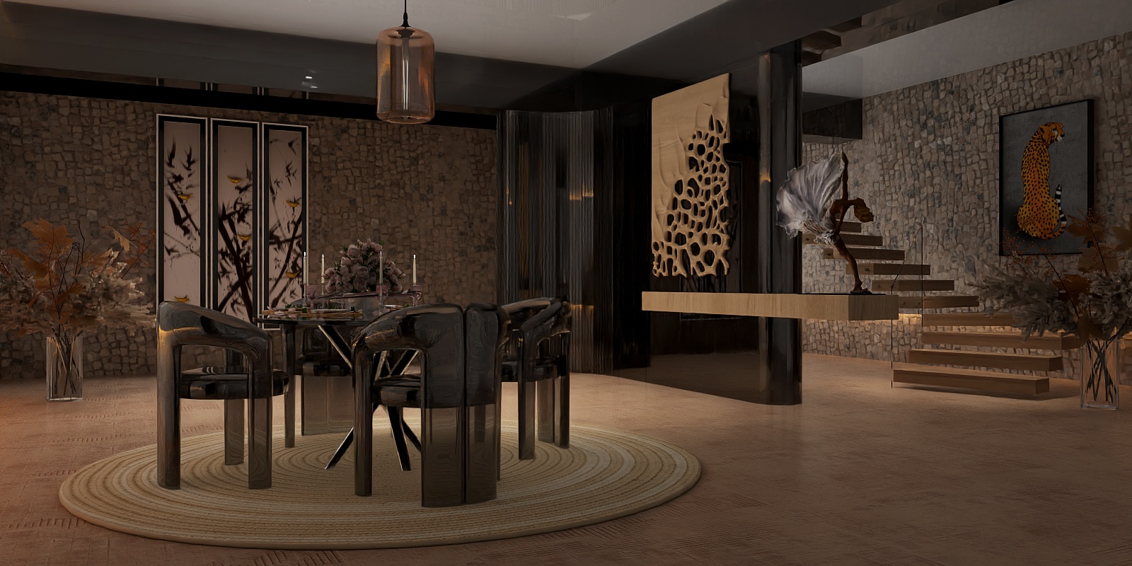 Glass and Natural Materials - Dining Room 