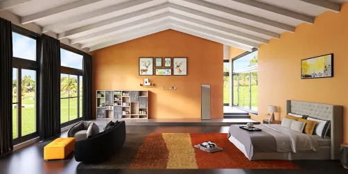 orange bedroom design