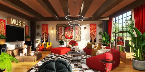 Red and Gold Living room 