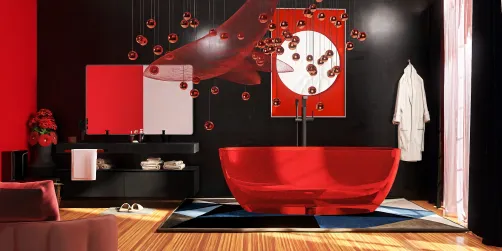 Red and black bathroom!