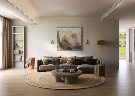 Beautiful, cozy, aesthetic living room. Design Rendering