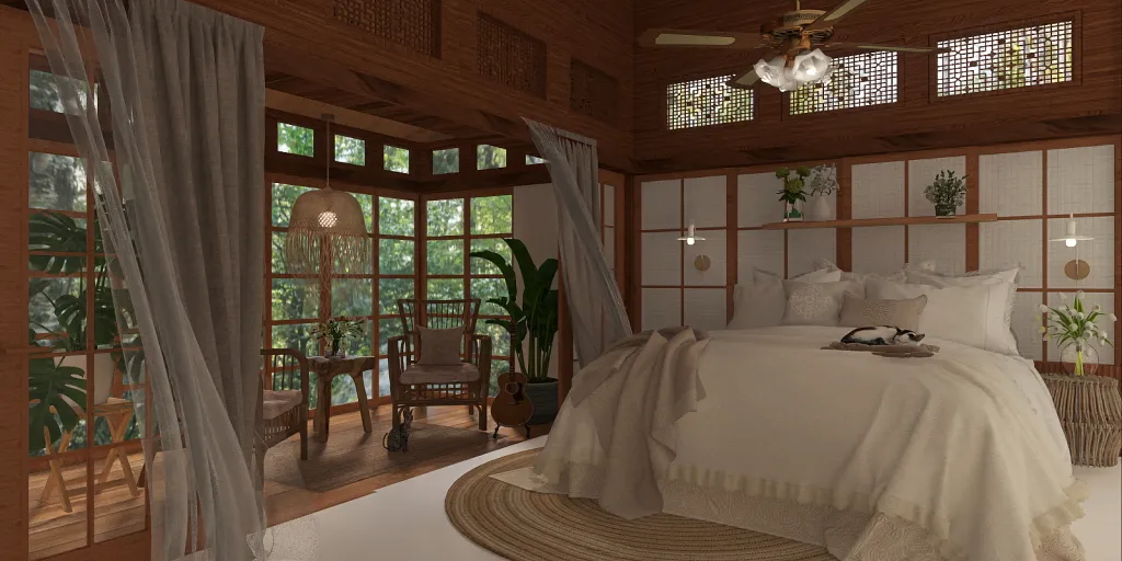 a bed with a canopy and a window 