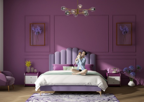 A purple bedroom with Pleasant decoration ★★ Design Rendering