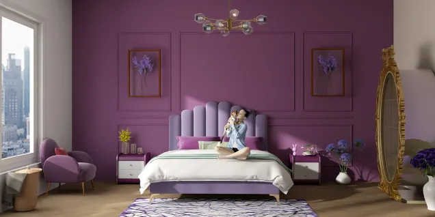 A purple bedroom with Pleasant decoration ★★