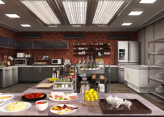 hotel kitchen  Design Rendering