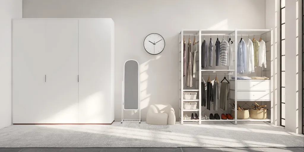 a white refrigerator with a clock on the wall 