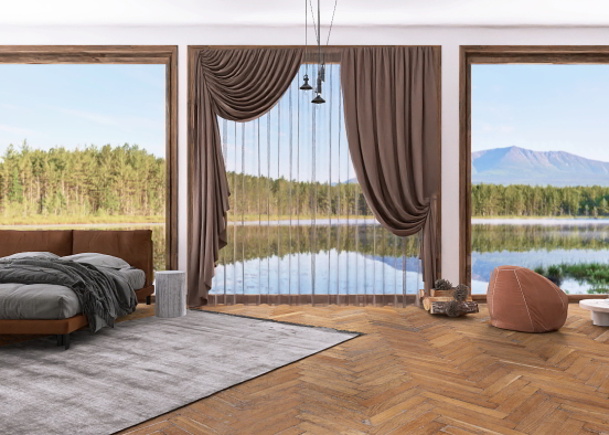 Forest earthly feeling bedroom Design Rendering