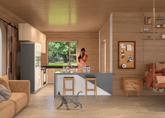 wood tiny home Design Rendering