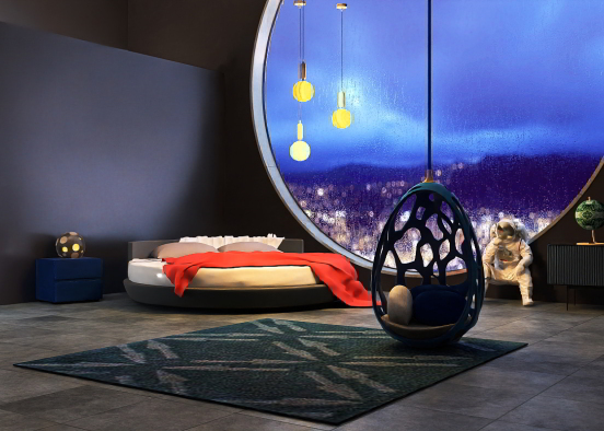 Moon inspired bedroom  Design Rendering