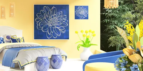 Blue and yellow. 