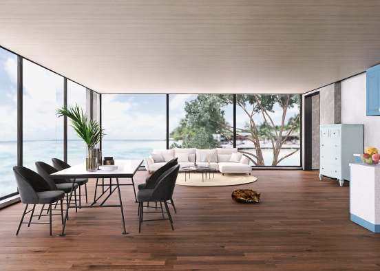 A open concept beach house Design Rendering