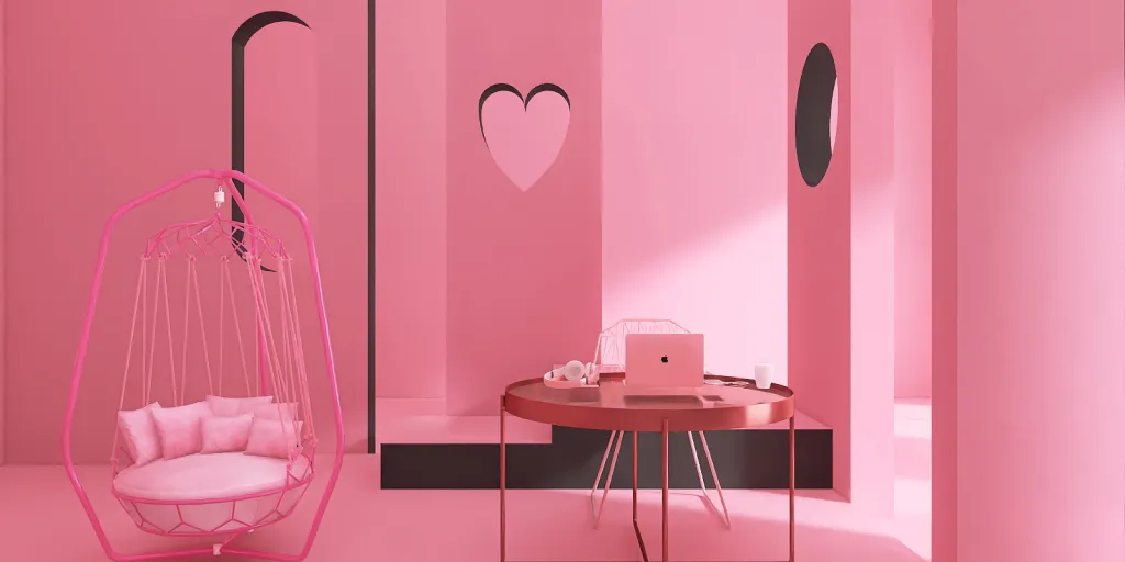 a pink bathroom with a pink toilet and a pink sink 