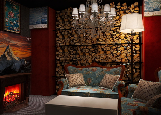 luxury living room Alaska  Design Rendering