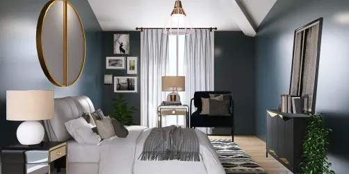 Cool toned classy bedroom 