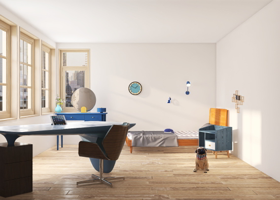 blue london flat room Design Rendering