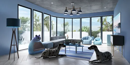 Sala de estar azul