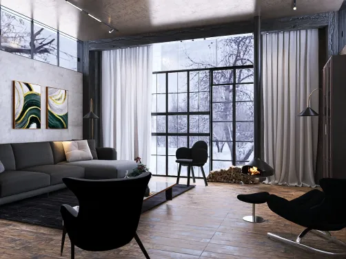 Black living room