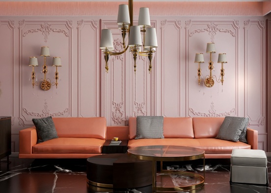 Peach living room idea 💡 Design Rendering